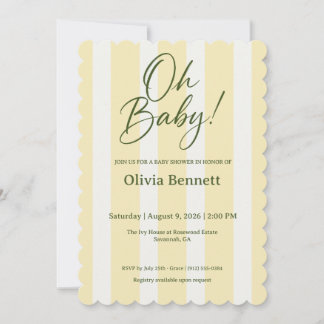 Oh Baby Butter Gelbe Streifen Baby Shower Einladung