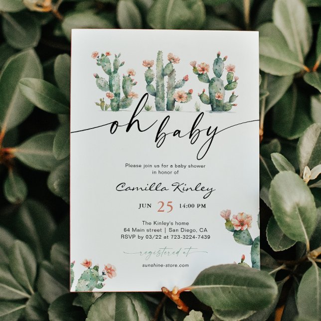 Oh Baby Cactus Floral Baby Shower Einladung (Von Creator hochgeladen)