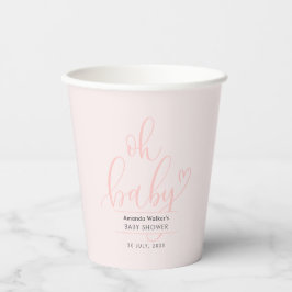Oh Baby Calligraphy Pink Script Baby Shower Pappbecher
