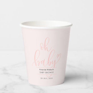 Oh Baby Calligraphy Pink Script Baby Shower Pappbecher