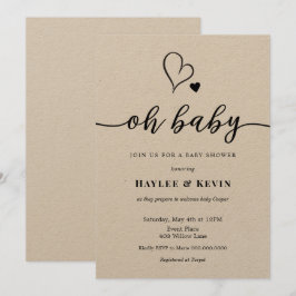 Oh Baby Calligraphy Showeinladung Einladung