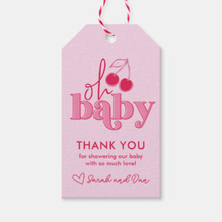 "Oh Baby" Cerise sur le dessus Étiquette de remerc