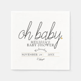 Oh Baby Chic Script Gold Heart Baby Dusche Serviette
