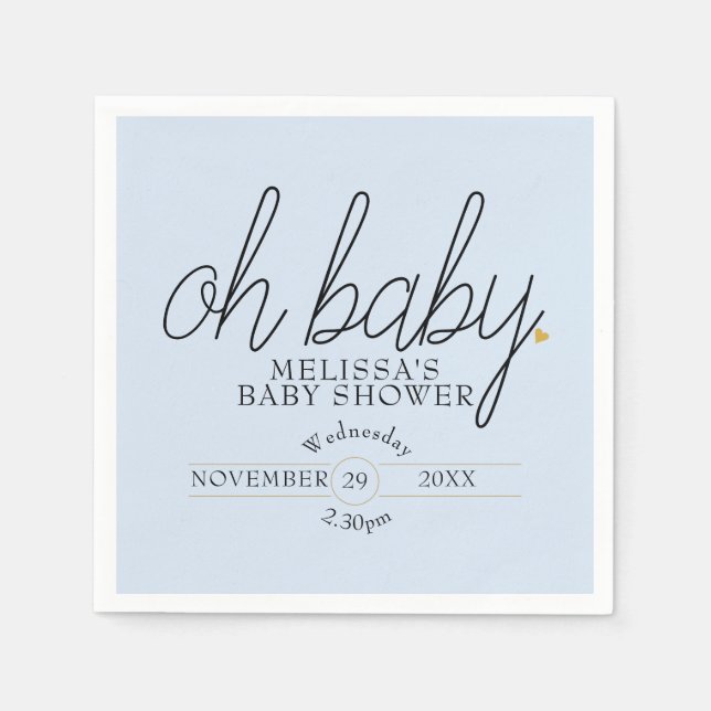 Oh Baby Chic Script Gold Liebe Heart Baby Dusche Serviette (Vorderseite)