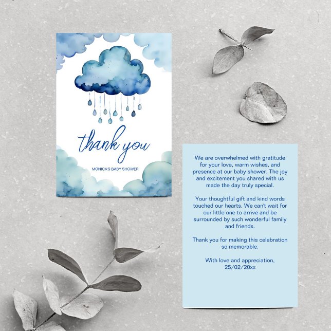 Oh Baby Cloud baby shower merci (Oh Baby cloud baby shower thank you card blue cute whimsical cloud thank you card template)