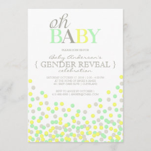 Oh Baby Confetti Gender Reveal Party Gelbes Aqua Einladung