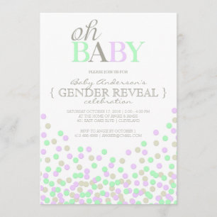 Oh Baby Confetti Gender Reveal Party Lila Aqua Einladung