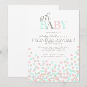 Oh Baby Confetti Gender Reveal Party   Rosa Blau Einladung