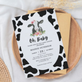 Oh Baby Cow Thema Mädchen Dusche Einladung