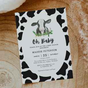 Oh Baby Cow Theme Garçon Baby shower Invitation