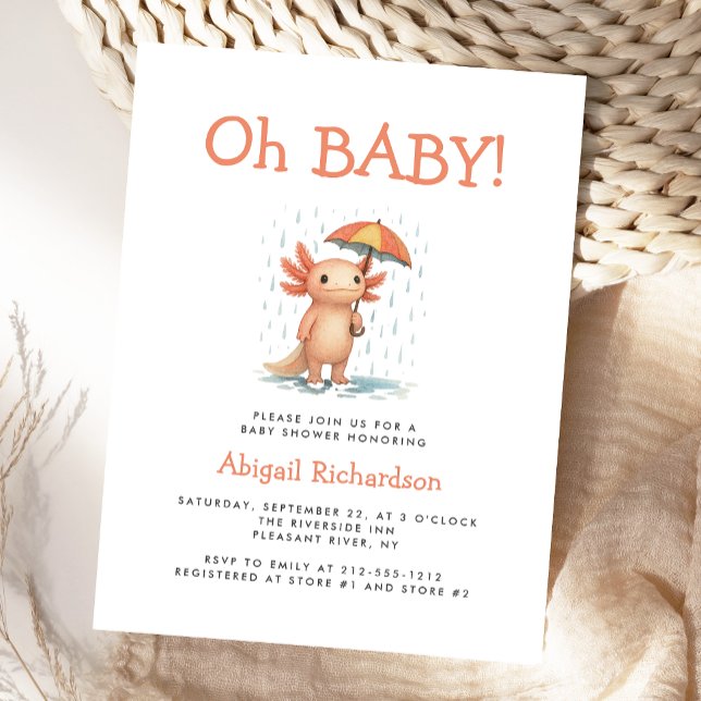 Oh Baby Cute Axolotl Baby Shower Invitation (Créateur téléchargé)