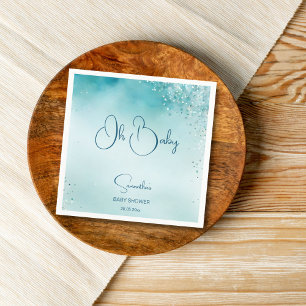 Oh Baby Cyan Aqua Blue Baby Dusche Vorlage Serviette