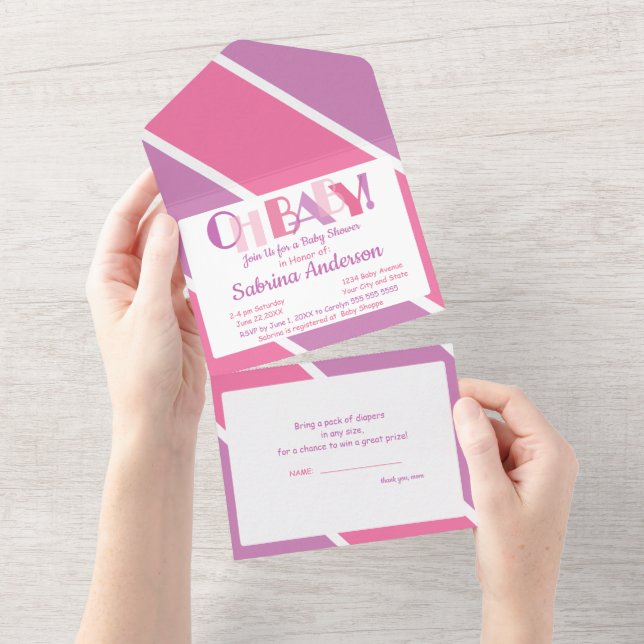 Oh Baby Dancing Letters Baby Shower Typografie All In One Einladung (Abreißen)