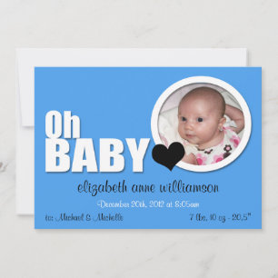 Oh Baby, das moderne blaue Foto - Geburtserklärung Ankündigung