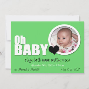 Oh Baby, die Geburtsankündigung des modernen grüne Ankündigung