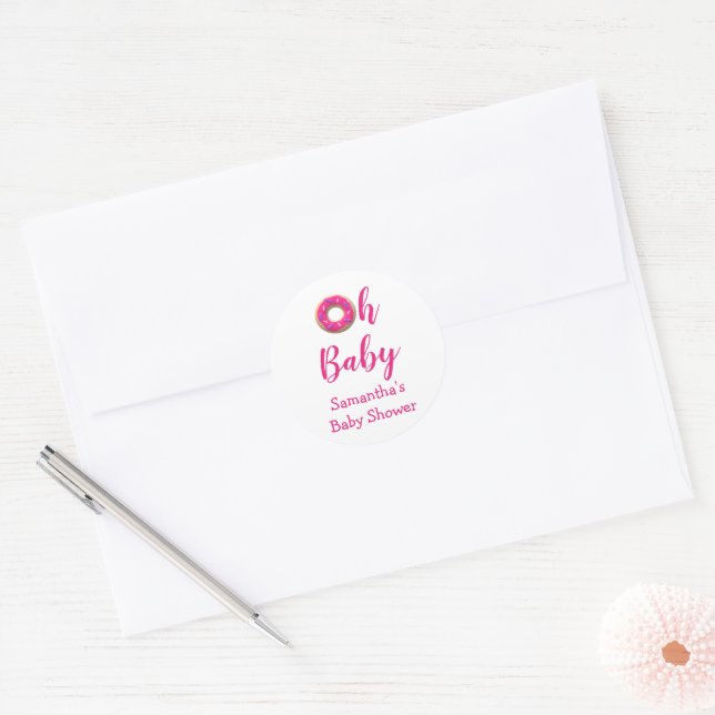 Oh Baby Donut Babydusche Runder Aufkleber (Umschlag)