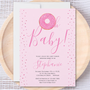 Oh Baby Donut rose fille's Baby shower Invitation