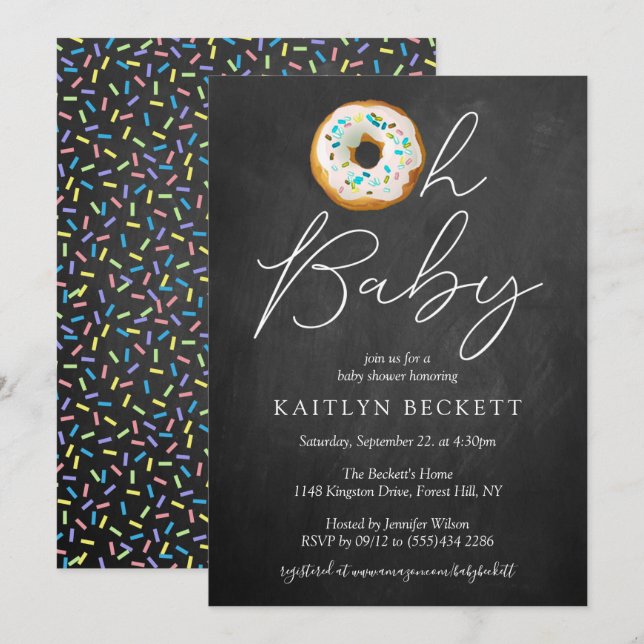 Oh Baby Donut Sprinkle Baby Dusche Einladung (Vorne/Hinten)
