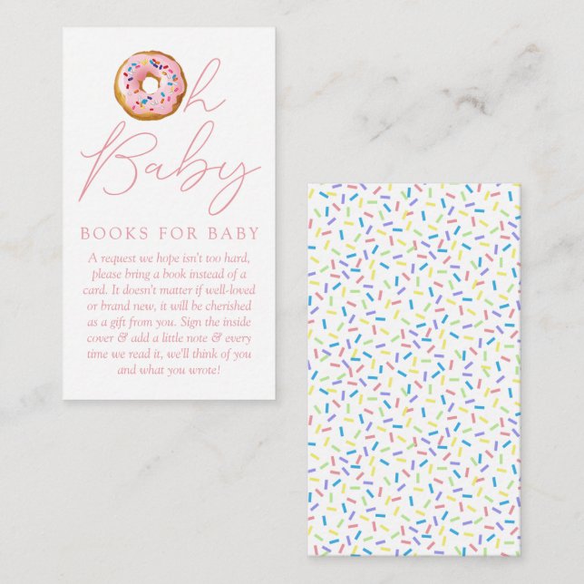 Oh Baby Donut Sprinkle Babydusche Buchanfrage Begleitkarte (Vorne/Hinten)