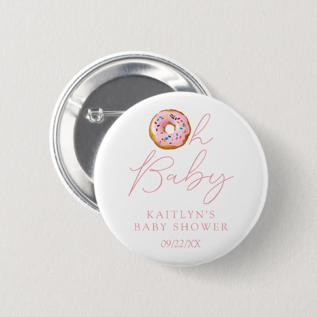 Oh Baby Donut Sprinkle Girls Babydusche Button (Vorne & Hinten)