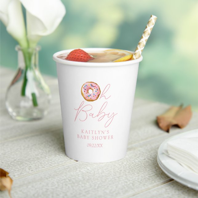 Oh Baby Donut Sprinkle Girls Babydusche Pappbecher (In Situ)