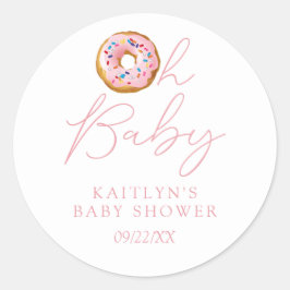 Oh Baby Donut Sprinkle Girls Babydusche Runder Aufkleber