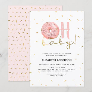 Oh Baby Donut & Sprinkles Gold Girl Baby Shower Einladung