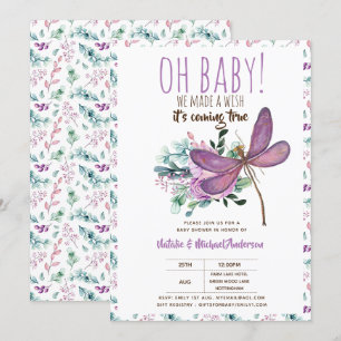 Oh Baby DRAGONFLY machen eine Wunschdusche floral Einladung