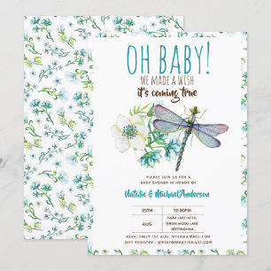 Oh Baby DRAGONFLY machen eine Wunschdusche floral Einladung