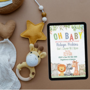 Oh Baby, Dschungel-Aquarell-Baby-Party Einladung