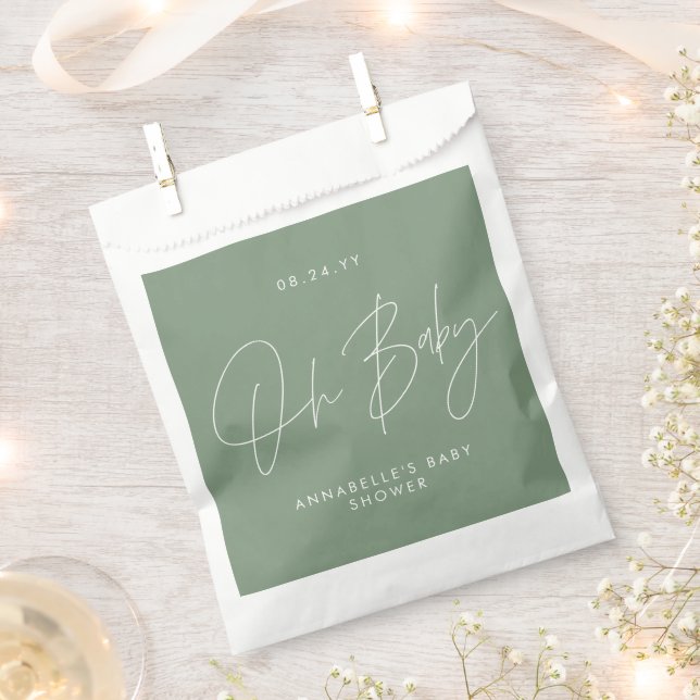 Oh Baby Dusche Drehbuch Moderne Wein grün danke Geschenktütchen (Ausgeschnitten)