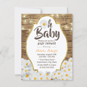 Oh Baby Dusche Rustikale Daisy Blume String Lights Einladung