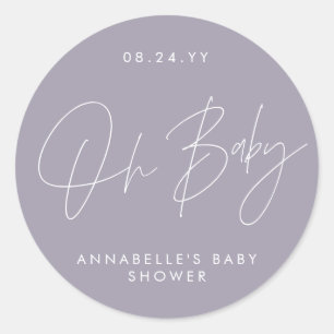 Oh Baby Duschskript moderne Lila lila elegant Runder Aufkleber