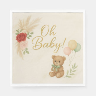 Oh Baby Duschtücher mit Teddybär & Pampas Serviette