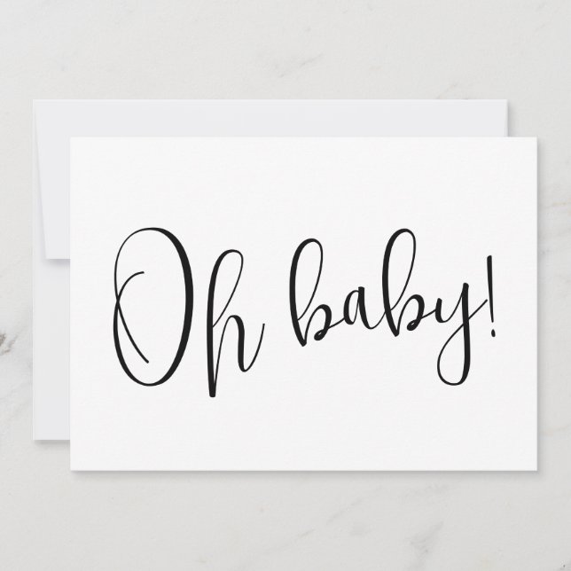 Oh Baby Dusty Blue Moderne Schwangerschaft Ankündigung (Vorderseite)