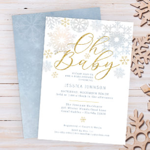 Oh Baby Dusty Blue Snowflake Dusche einladen Einladung