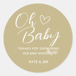 Oh Baby Earth Tone Baby Dusche Danke Runder Aufkleber