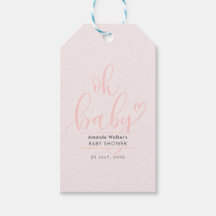 Oh Baby Einfache rosa Schriftzug Geschenkanhänger