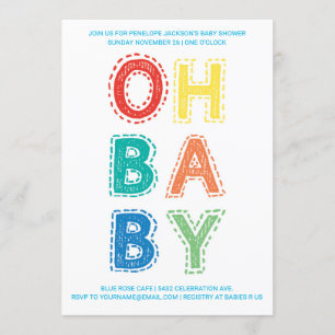 Oh Baby   Einladungen für Babydusche   Farbe 1 wei