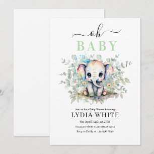 Oh Baby Elefant Baby Shower Einladung, Baby Junge Einladung