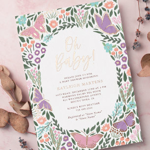 Oh Baby Elegant Butterfly Garden Baby Shower Folieneinladung