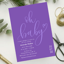 Oh Baby! Elegant Purple Script Baby Shower Einladung