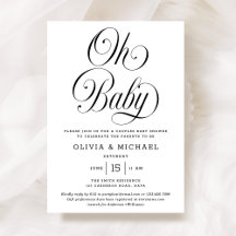 Oh Baby Elegant Schrift Schwarz-Weiß Neutrale Baby