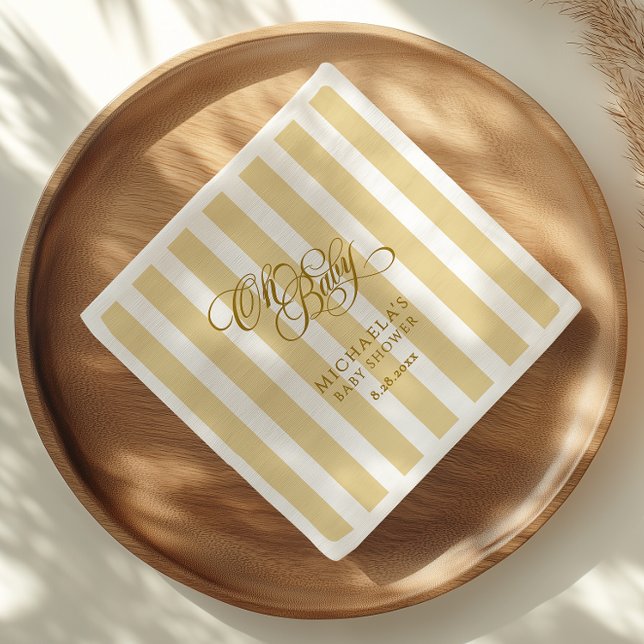 Oh Baby Elegante Script & Stripes Baby Dusche Serviette (Von Creator hochgeladen)