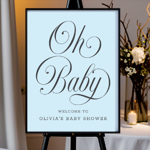 Oh Baby Elegantes Blaues Jungen-Baby-Shower-Willko Poster