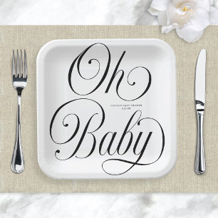 Oh Baby Elegantes Skript Geschlechtsneutrale Babyp Pappteller