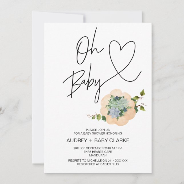 Oh Baby Erntedank Fall Holiday Baby Dusche Einladung (Vorderseite)