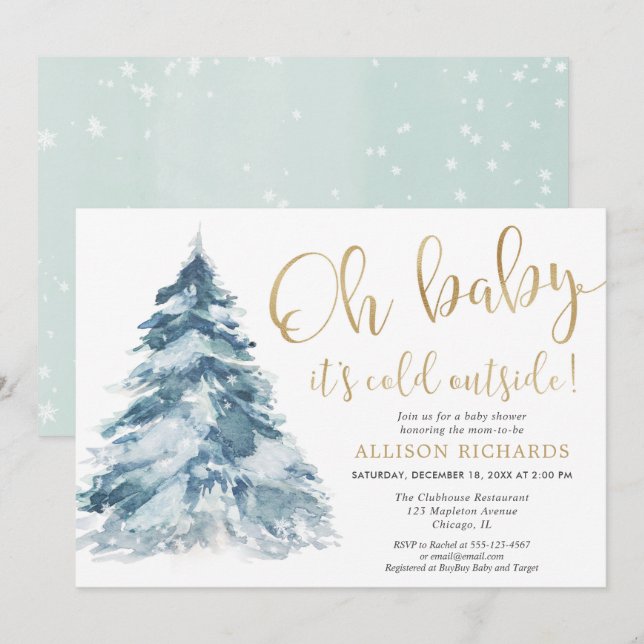 Oh Baby, es ist kalt draußen im Winter Babydusche Einladung (Vorne/Hinten)