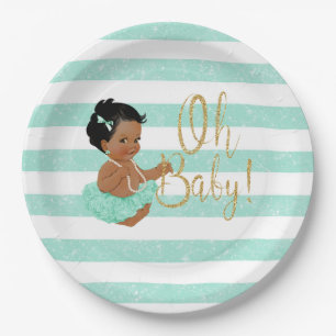 Oh Baby Ethnische Mädchen Aqua Tutu Ballerina Glit Pappteller