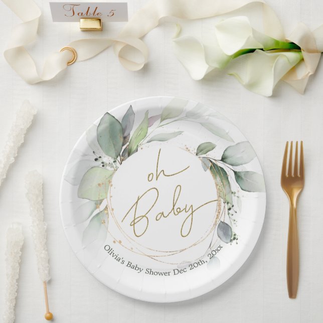 Oh Baby Eucalyptus Baby Dusche Party Teller (Hochzeit)